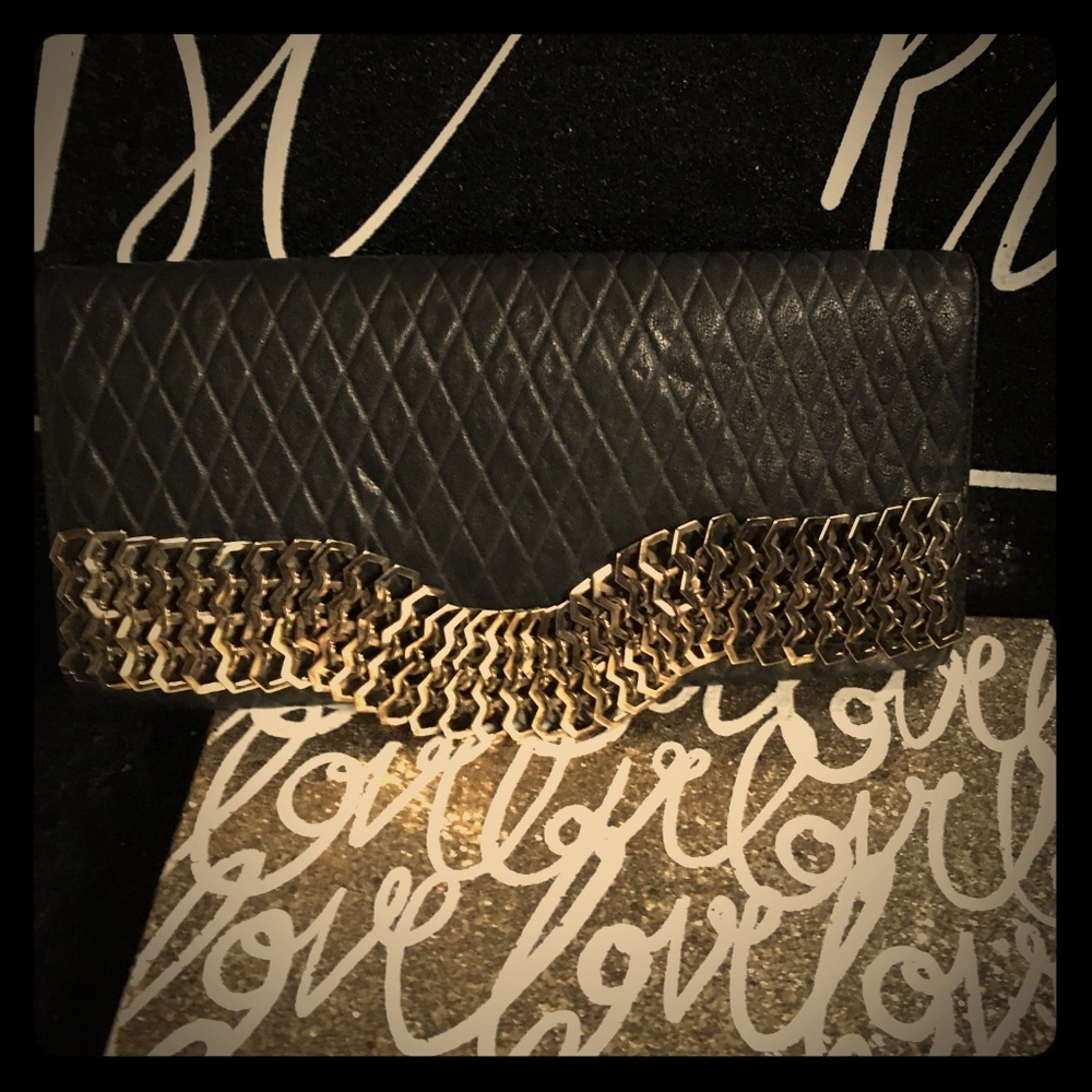 Black and copper clutch purse